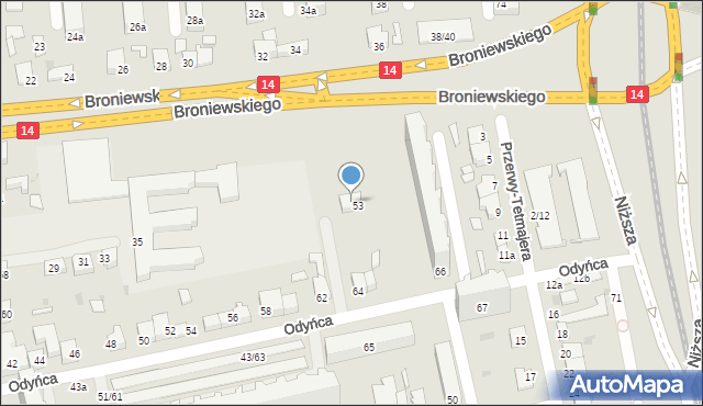 Łódź, Naruszewicza Adama, 53/53a, mapa Łodzi