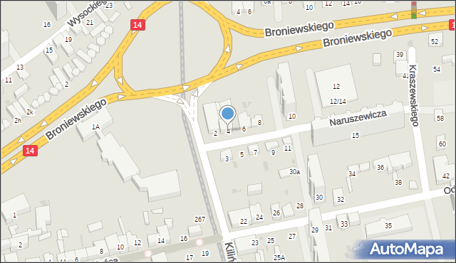 Łódź, Naruszewicza Adama, 4, mapa Łodzi