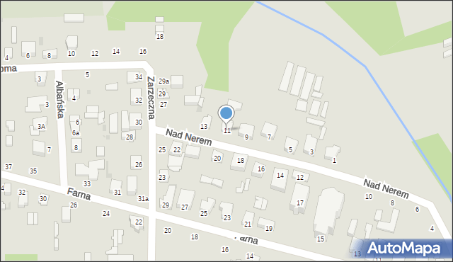 Łódź, Nad Nerem, 11, mapa Łodzi