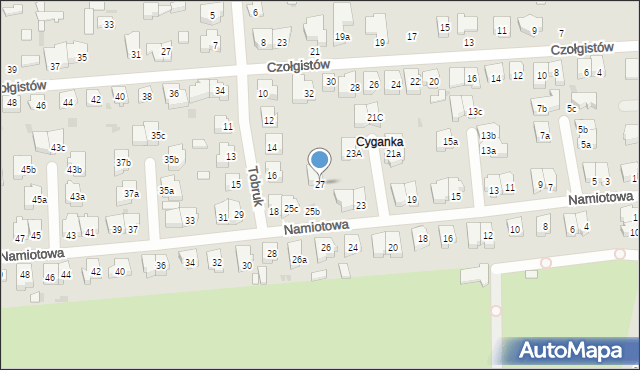 Łódź, Namiotowa, 27, mapa Łodzi
