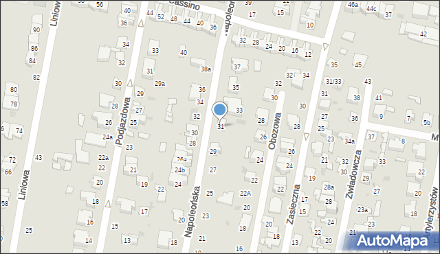 Łódź, Napoleońska, 31, mapa Łodzi