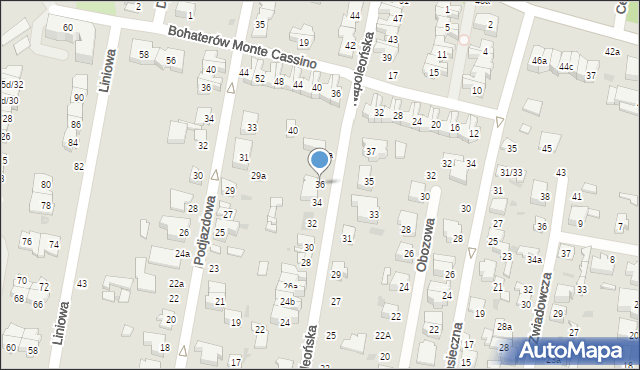 Łódź, Napoleońska, 36, mapa Łodzi