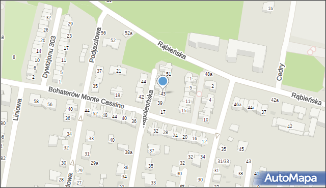 Łódź, Napoleońska, 43, mapa Łodzi