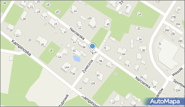 Łomianki, Narciarska, 9, mapa Łomianki