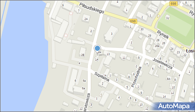 Łosice, Narutowicza Gabriela, 1B, mapa Łosice