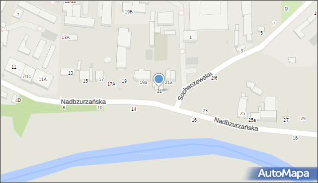 Łowicz, Nadbzurzańska, 21, mapa Łowicza