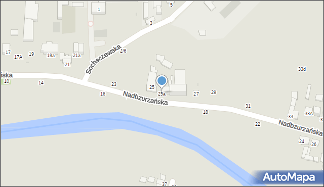 Łowicz, Nadbzurzańska, 25a, mapa Łowicza