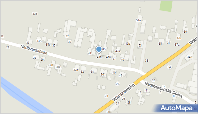 Łowicz, Nadbzurzańska, 43b, mapa Łowicza
