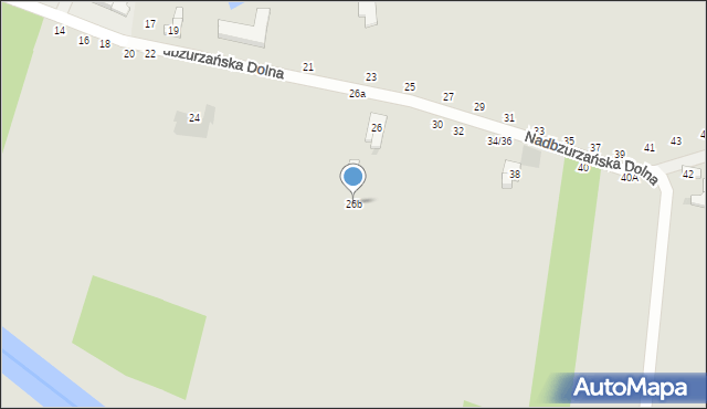 Łowicz, Nadbzurzańska Dolna, 26b, mapa Łowicza