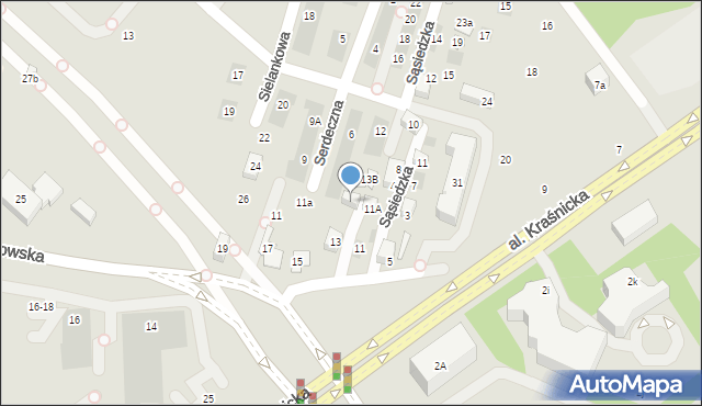 Lublin, Nałęczowska, 13A, mapa Lublina