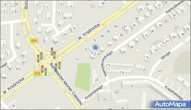 Lublin, Namysłowskiego Karola, 67a, mapa Lublina