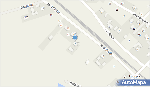 Łuczyce, Nad Stacją, 9, mapa Łuczyce