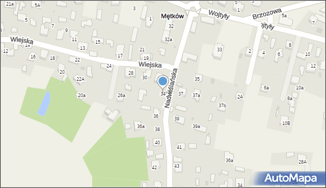 Mętków, Nadwiślańska, 34, mapa Mętków
