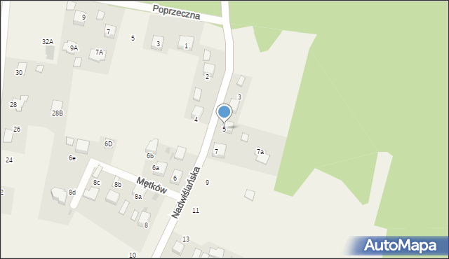 Mętków, Nadwiślańska, 5, mapa Mętków