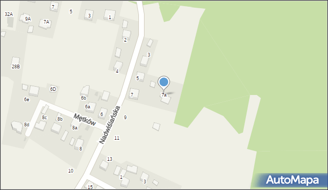 Mętków, Nadwiślańska, 7a, mapa Mętków