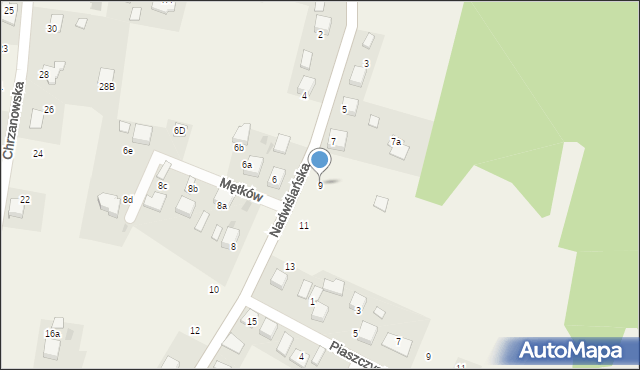 Mętków, Nadwiślańska, 9, mapa Mętków