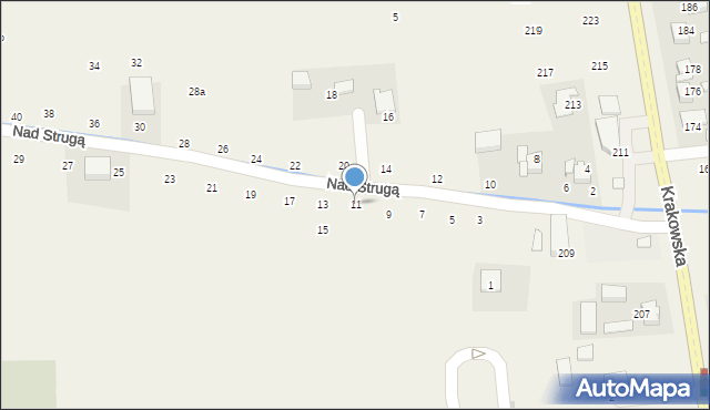 Michałowice, Nad Strugą, 11, mapa Michałowice