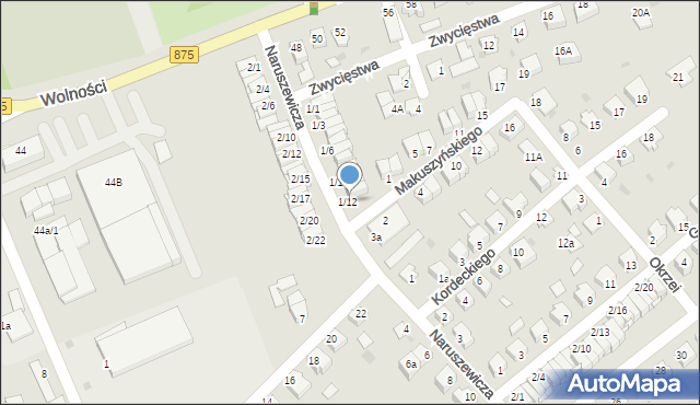 Mielec, Naruszewicza, 1/12, mapa Mielca