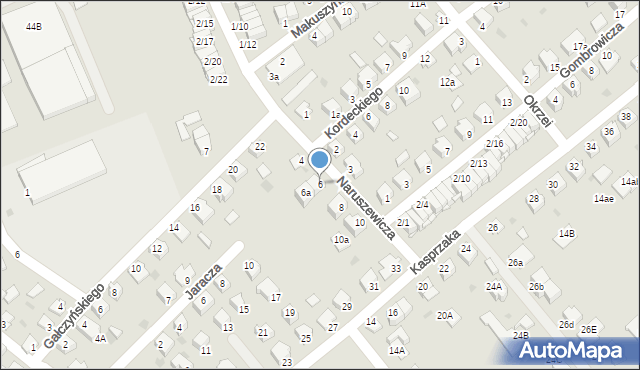 Mielec, Naruszewicza, 6, mapa Mielca