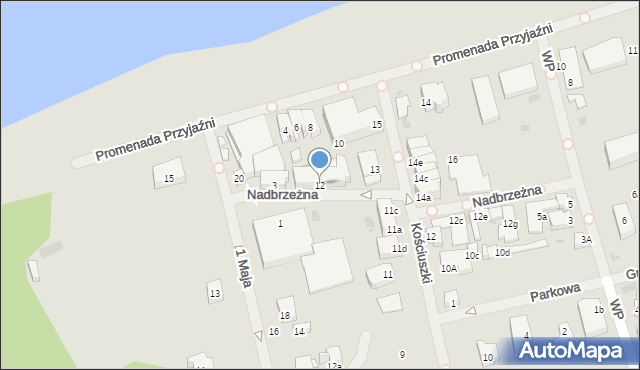 Mielno, Nadbrzeżna, 12, mapa Mielno