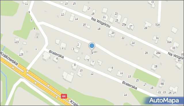 Mikołów, Na Wzgórzu, 4, mapa Mikołów
