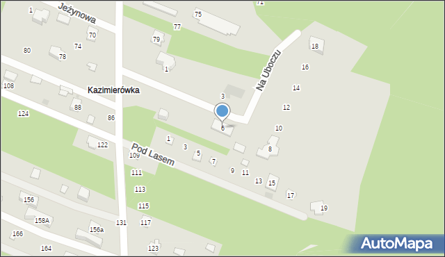 Milanówek, Na Uboczu, 6, mapa Milanówek