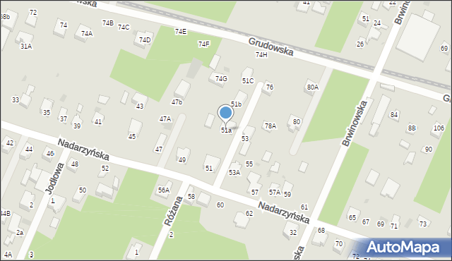 Milanówek, Nadarzyńska, 51a, mapa Milanówek