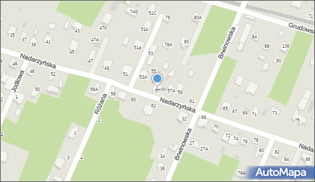 Milanówek, Nadarzyńska, 57, mapa Milanówek