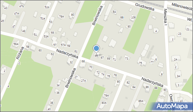Milanówek, Nadarzyńska, 65, mapa Milanówek