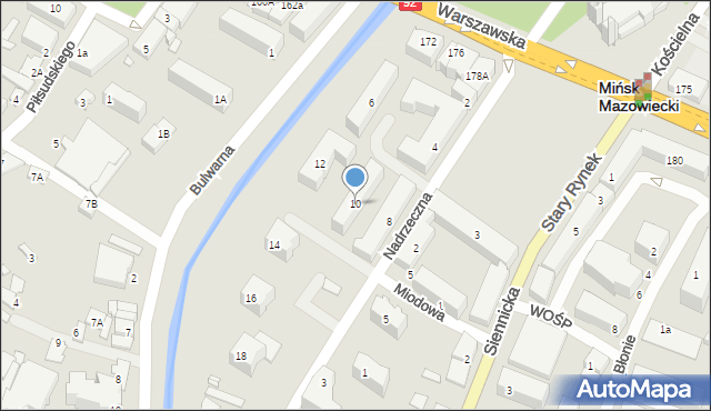 Mińsk Mazowiecki, Nadrzeczna, 10, mapa Mińsk Mazowiecki