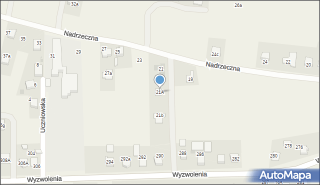 Mizerów, Nadrzeczna, 21A, mapa Mizerów