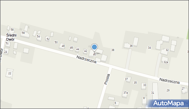 Mizerów, Nadrzeczna, 40, mapa Mizerów