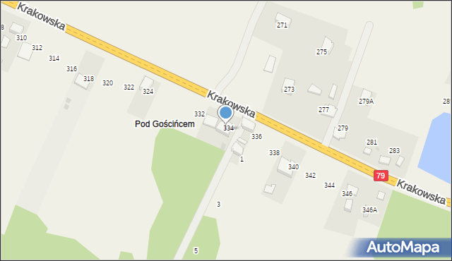 Młoszowa, Na Stawkach, 334, mapa Młoszowa