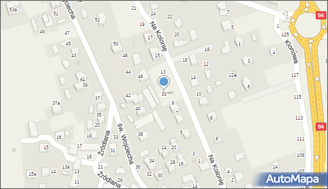 Modlnica, Na Kolonię, 11, mapa Modlnica