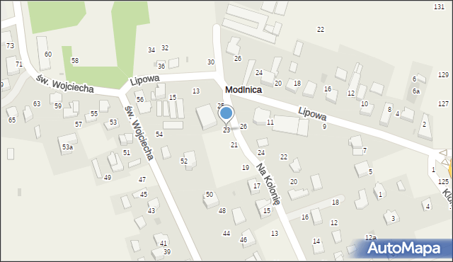 Modlnica, Na Kolonię, 23, mapa Modlnica