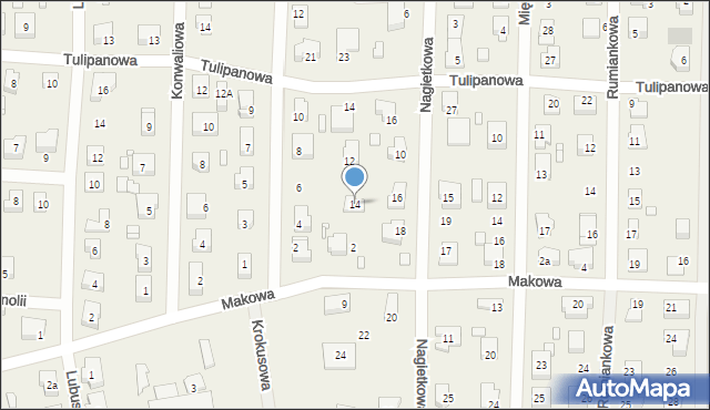 Modrzyca, Nagietkowa, 14, mapa Modrzyca