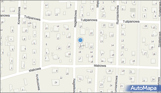 Modrzyca, Nagietkowa, 15, mapa Modrzyca