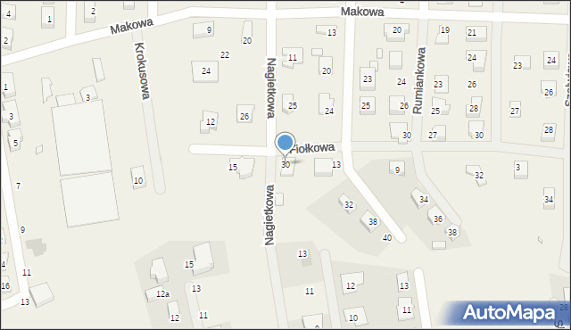 Modrzyca, Nagietkowa, 30, mapa Modrzyca