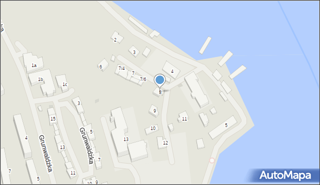 Mrągowo, Nadbrzeżna, 8, mapa Mrągowo