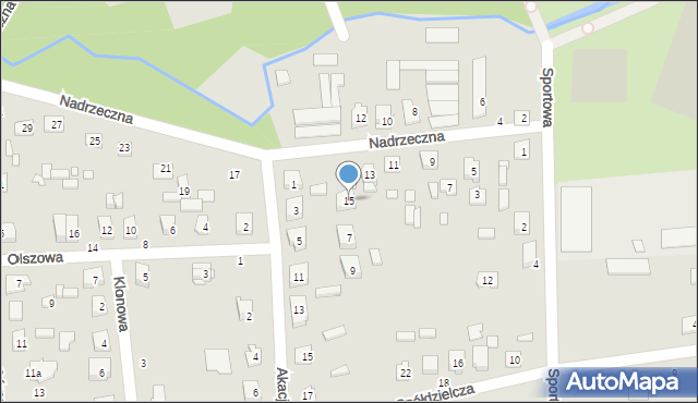 Mrozy, Nadrzeczna, 15, mapa Mrozy