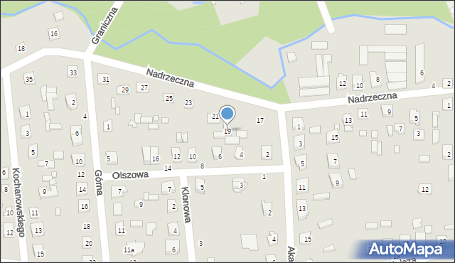 Mrozy, Nadrzeczna, 19, mapa Mrozy