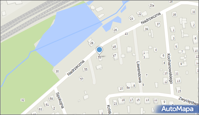 Mrozy, Nadrzeczna, 53, mapa Mrozy