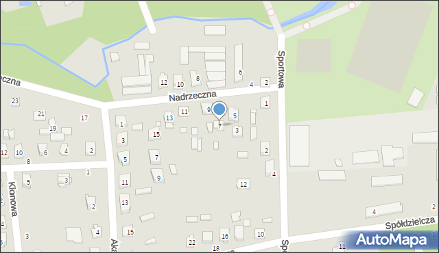 Mrozy, Nadrzeczna, 7, mapa Mrozy