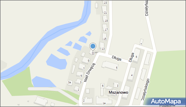 Mszanowo, Nad Drwęcą, 11, mapa Mszanowo