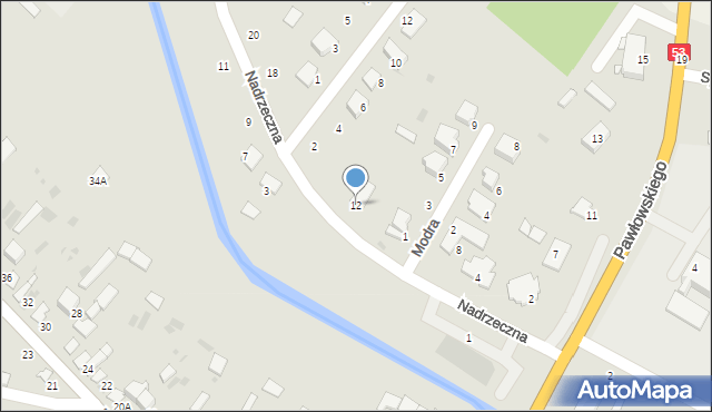 Myszyniec, Nadrzeczna, 12, mapa Myszyniec