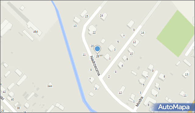 Myszyniec, Nadrzeczna, 18, mapa Myszyniec