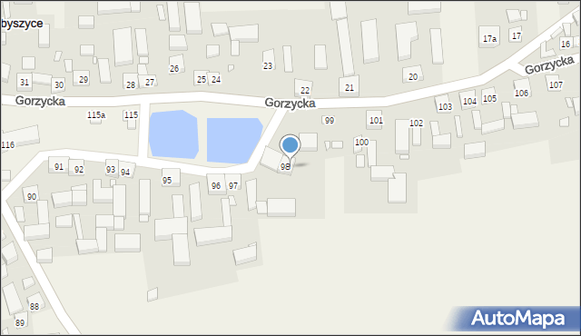 Nabyszyce, Nabyszyce, 98a, mapa Nabyszyce