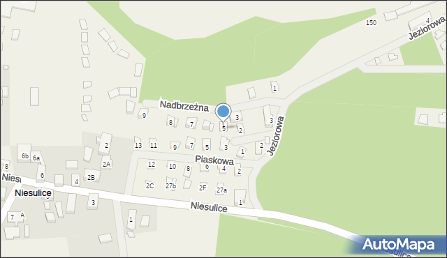 Niesulice, Nadbrzeżna, 5, mapa Niesulice