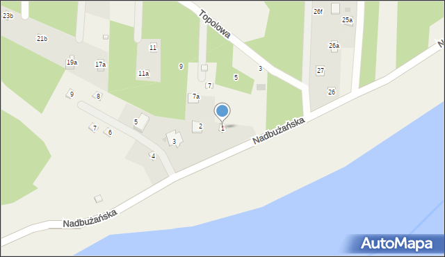 Nowa Wieś, Nadbużańska, 1, mapa Nowa Wieś