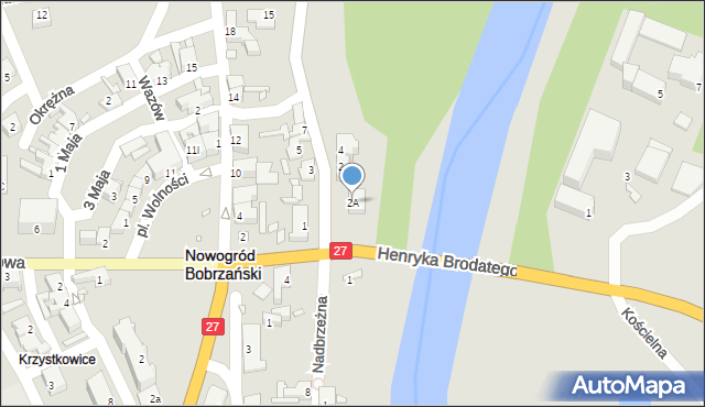 Nowogród Bobrzański, Nad Bobrem, 2A, mapa Nowogród Bobrzański